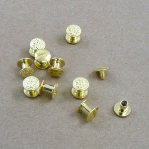 Decorative 6mm Joining Screws - Brass Plated - artisanleather.co.uk