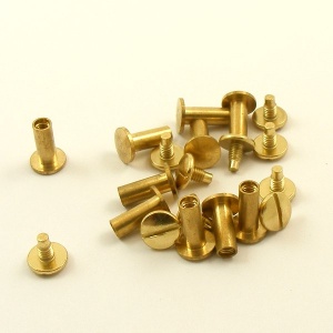 13mm Leather Joining Screw - Brass - 10pk - artisanleather.co.uk