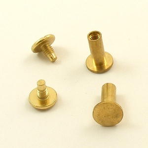 13mm Leather Joining Screw - Brass - 2pk - artisanleather.co.uk