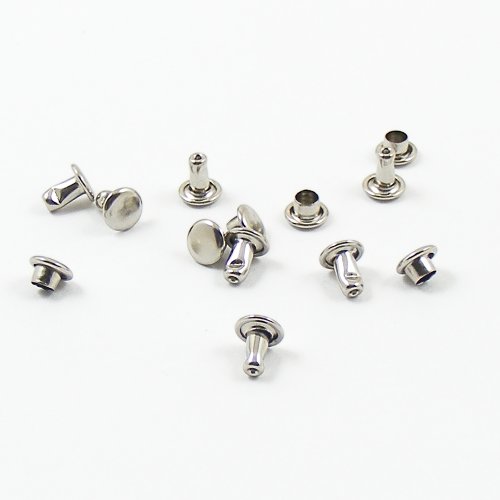 6mm Double Cap Nickel Plated Rivets Pack of 100 - artisanleather.co.uk